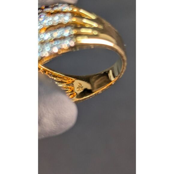 Danbury Mint Five Carat Kiss Ring Size 10 Gold 18k Plated 75 Diamonisse Gemstone - Picture 10 of 11